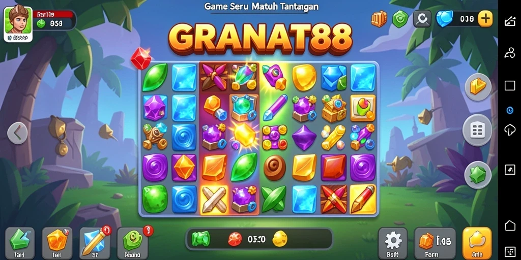 Tampilan gameplay menantang di GRANAT88 dengan kombinasi warna-warni.