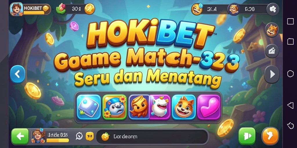 Screenshot game HOKIBET yang menunjukkan gameplay Match-3 yang seru.