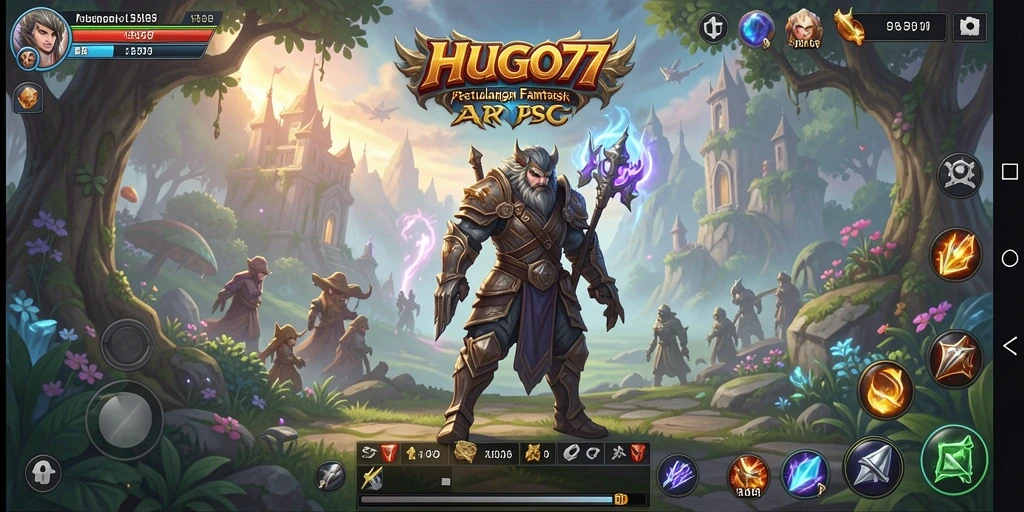 Gameplay seru di HUGO77 saat melawan monster fantasi.
