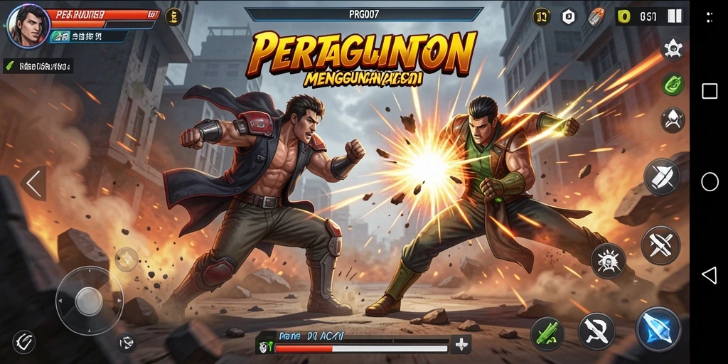 Tangkapan layar gameplay seru PRG007 dengan pertarungan epik.