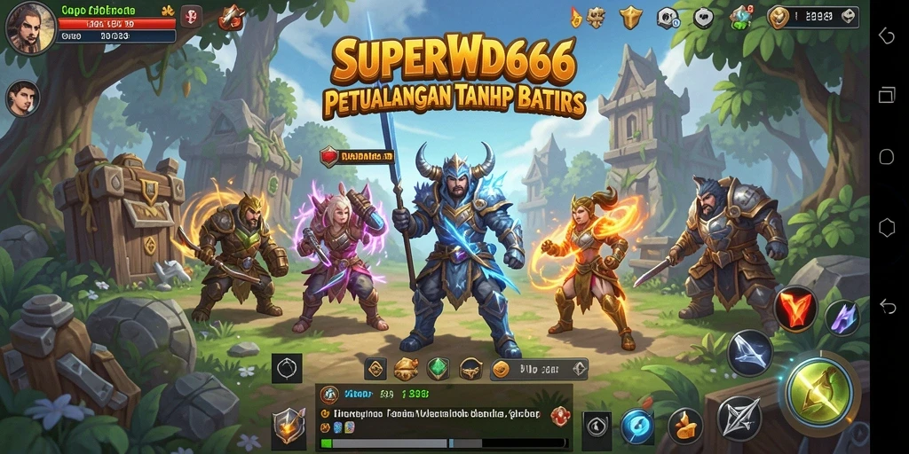 Tampilan gameplay epik dalam SUPERWD666 yang penuh dengan aksi RPG.